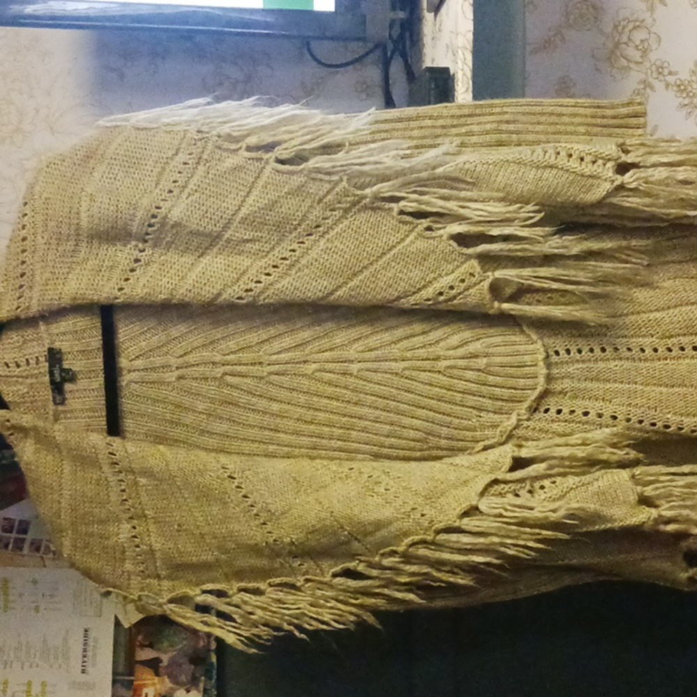 Lani Boho Fringe Knit Wrap - Cream